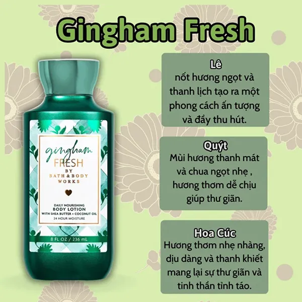 Sữa Dưỡng Thể Bath & Body Works Gingham Fresh Body Lotion 236ml - Mỹ phẩm - Vua Hàng Hiệu