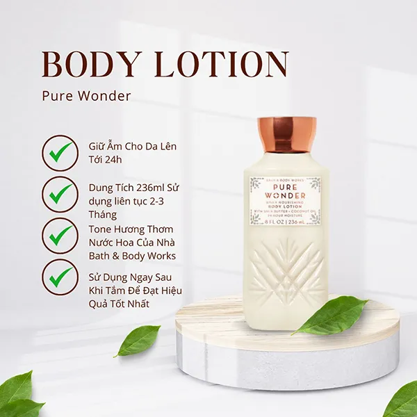 Sữa Dưỡng Thể Bath & Body Works Pure Wonder Body Lotion 236ml - Mỹ phẩm - Vua Hàng Hiệu