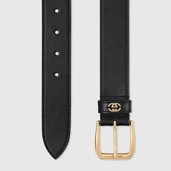 Thắt Lưng Nam Gucci Belt With Square Buckle And Interlocking G 673921 AP00G 1000 Màu Đen Size 100