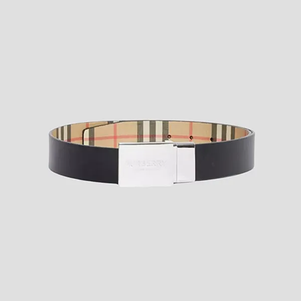 Thắt Lưng Nam Burberry Belt Reversible Plaque Buckle Vintage Printed 80527831 Màu Be Kẻ Size 90