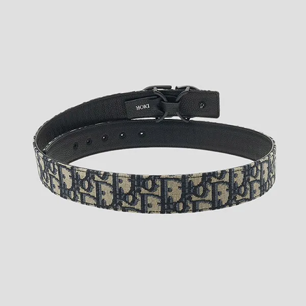 Thắt Lưng Nam Dior With Monogram Logo 4353RUYSE H0585 Màu Đen Kem Size 85
