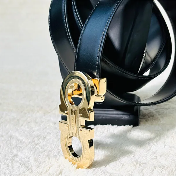 Thắt Lưng Nam Salvatore Ferragamo Silver Logo In Black Leather 670128 0772394 Màu Đen Size 95 - Thắt lưng - Vua Hàng Hiệu