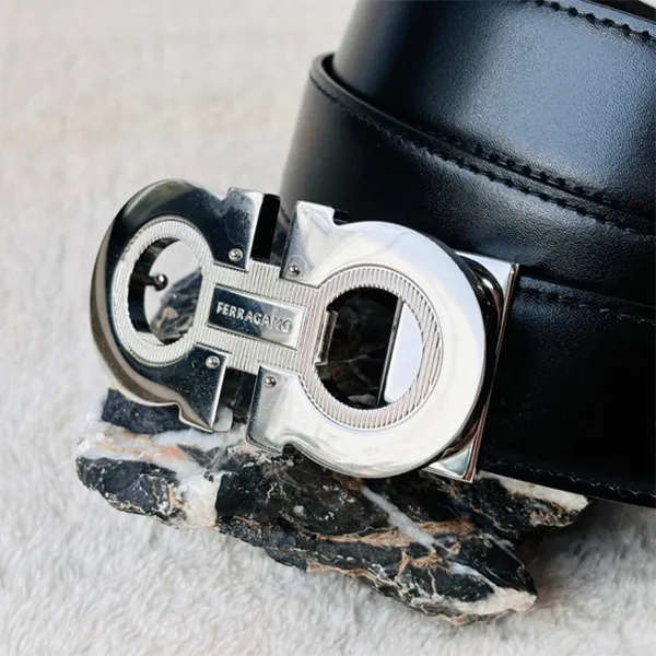 Thắt Lưng Nam Salvatore Ferragamo Silver Logo In Brown Leather Belt 670128 0752675 Màu Đen Nâu Size 95 - Thắt lưng - Vua Hàng Hiệu