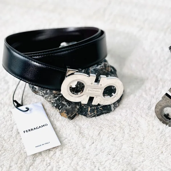 Thắt Lưng Nam Salvatore Ferragamo Silver Logo In Brown Leather Belt 670128 0752675 Màu Đen Nâu Size 95 - Thắt lưng - Vua Hàng Hiệu