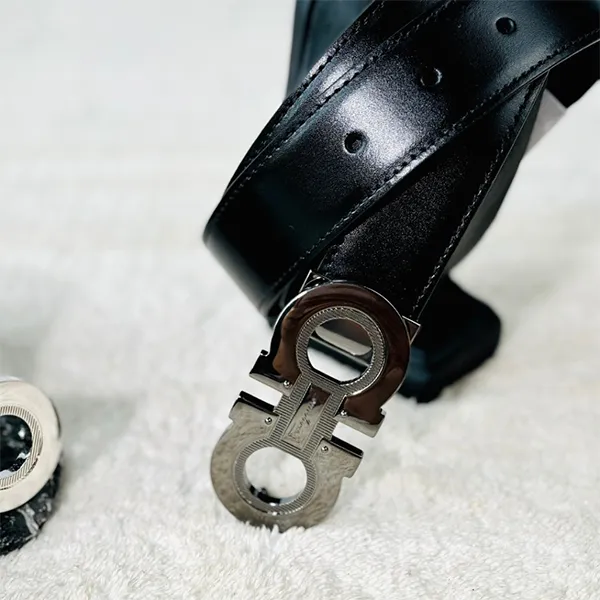 Thắt Lưng Nam Salvatore Ferragamo Silver Logo In Brown Leather Reversible Belt 670128 0752677 Màu Đen Nâu Size 105 - Thắt lưng - Vua Hàng Hiệu