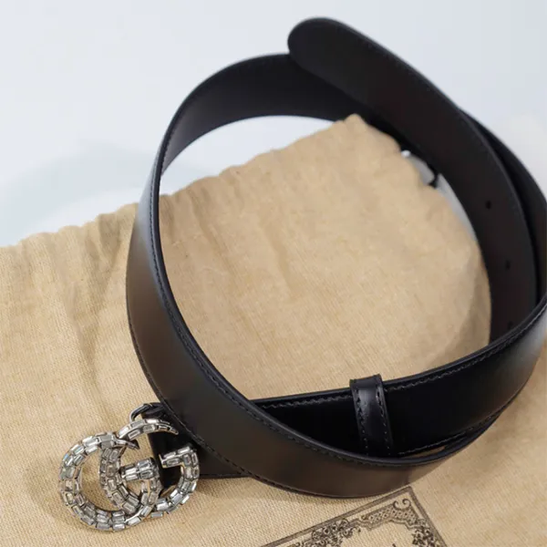 Thắt Lưng Nữ Gucci GG Marmont With Crystals In Black Leather Belt 772651 0YAUN 1155 Màu Đen Size 70 - Thắt lưng - Vua Hàng Hiệu