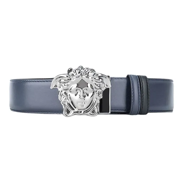 Thắt Lưng Nam Versace Leather Logo Medusa Belt 1010325 1A02150 2UC4E Màu Xanh Navy Size 85