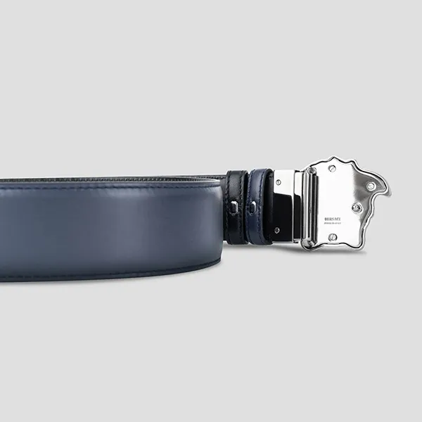 Thắt Lưng Nam Versace Leather Logo Medusa Belt 1010325 1A02150 2UC4E Màu Xanh Navy Size 85