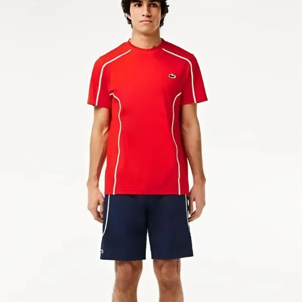 Áo Thun Nam Lacoste Piqué Ultra Dry Rouge Tennis T-shirt Tennis TH7545 F8M Màu Đỏ Size 4