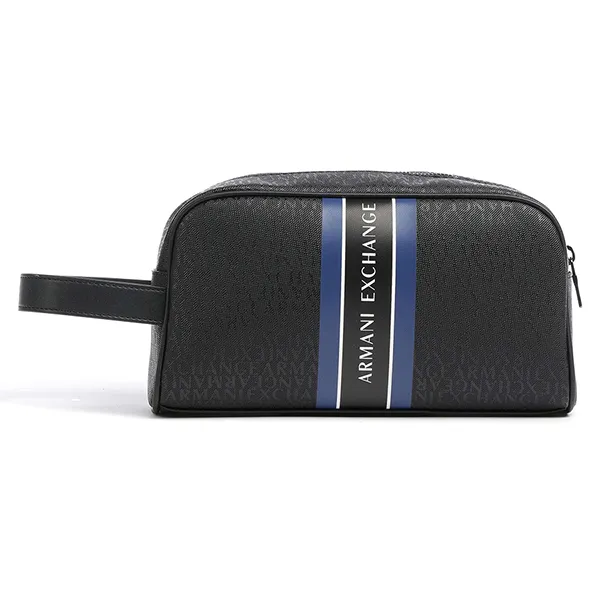 Túi Cầm Tay Nam Armani Exchange Monogram Logo Toiletry Bag Màu Xanh Dương