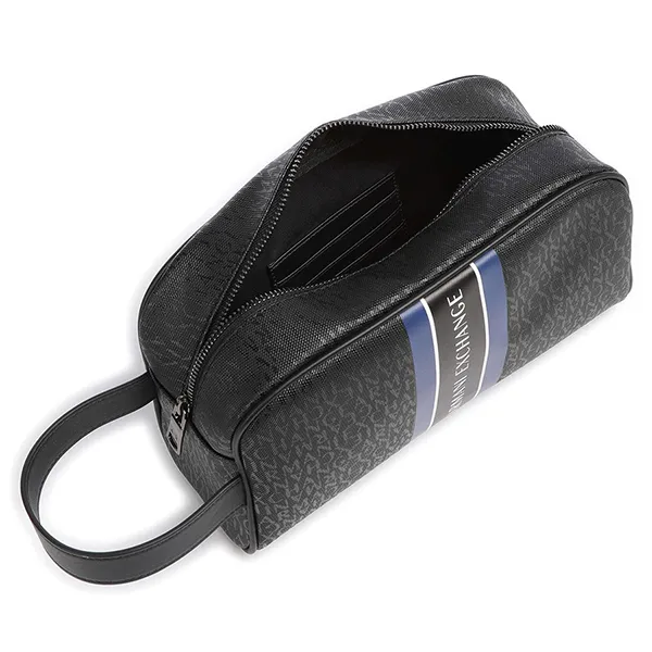 Túi Cầm Tay Nam Armani Exchange Monogram Logo Toiletry Bag Màu Xanh Dương