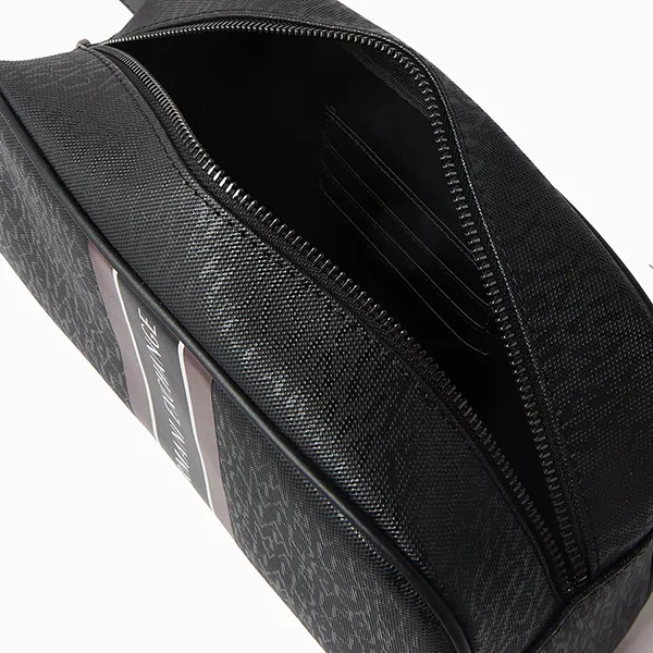 Túi Cầm Tay Nam Armani Exchange Monogram Logo Toiletry Bag Màu Đỏ Tía