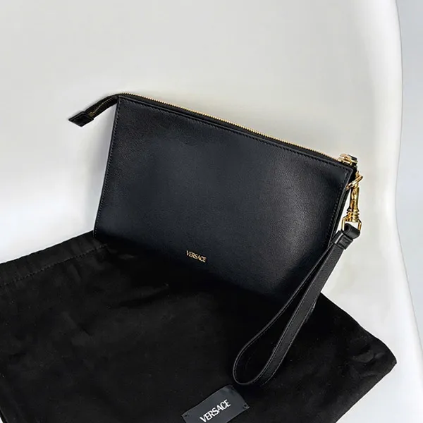 Túi Cầm Tay Versace Clutch In Black Leather 1013364 1A11855 2B15V Màu Đen Vàng