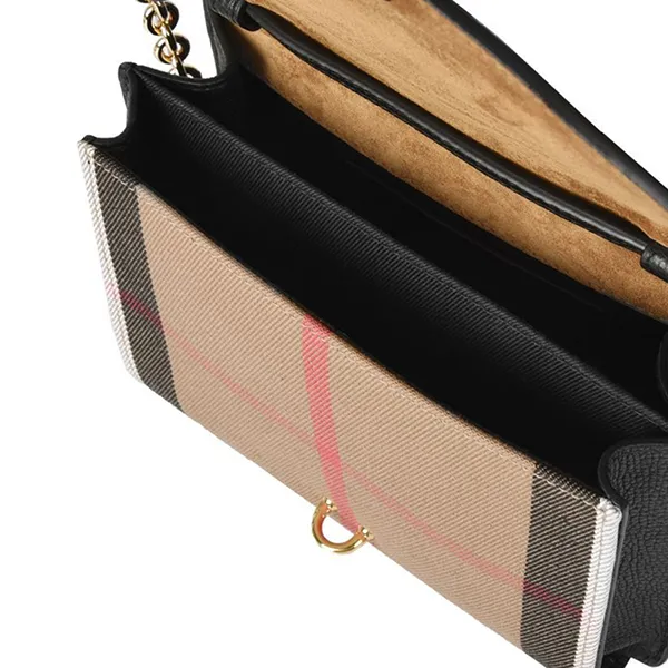 Túi Đeo Chéo Nữ Burberry Baby Macken House Check Leather Crossbody Bag 80670551 Màu Nâu Đen