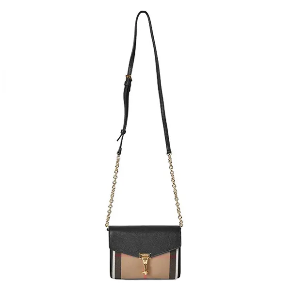 Túi Đeo Chéo Nữ Burberry Baby Macken House Check Leather Crossbody Bag 80670551 Màu Nâu Đen