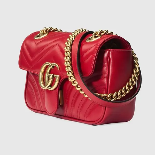 Túi Đeo Chéo Nữ Gucci GG Marmont Matelassé Mini Bag Red M - Túi xách - Vua Hàng Hiệu
