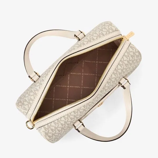 Túi Đeo Chéo Nữ Michael Kors MK Jet Set Travel Medium Signature Logo Duffel Crossbody Bag 35S4GTFS6B Màu Trắng