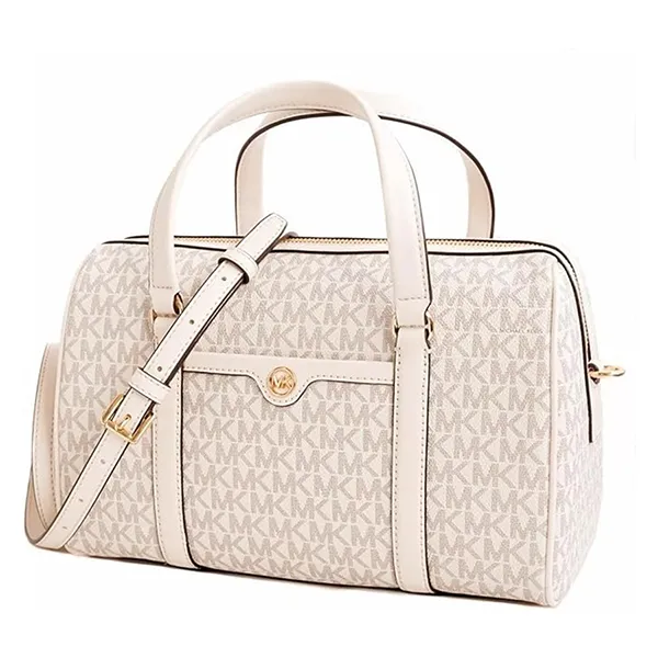 Túi Đeo Chéo Nữ Michael Kors MK Jet Set Travel Medium Signature Logo Duffel Crossbody Bag 35S4GTFS6B Màu Trắng