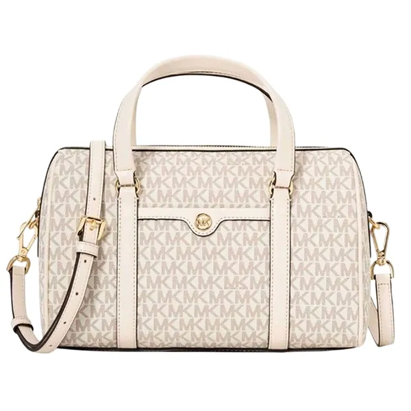 Túi Đeo Chéo Nữ Michael Kors MK Jet Set Travel Medium Signature Logo Duffel Crossbody Bag 35S4GTFS6B Màu Trắng
