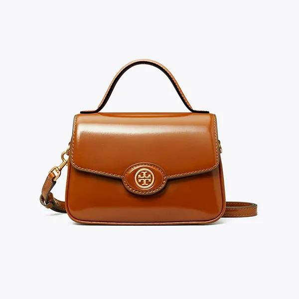 Túi Đeo Chéo Nữ Tory Burch Robinson Spazzolato Top Handle Shoulder Bag Brown Màu Nâu