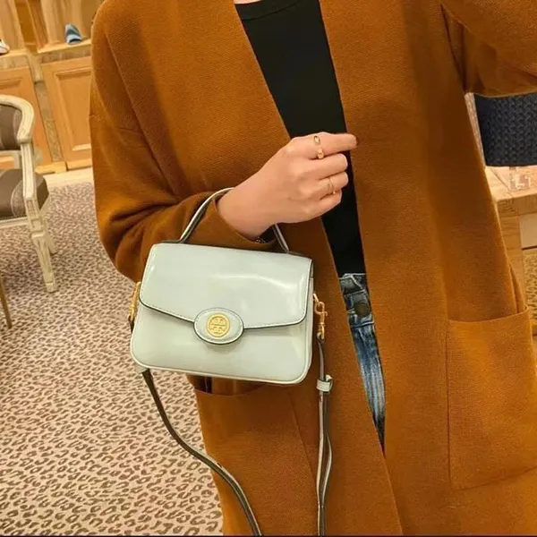 Túi Đeo Chéo Nữ Tory Burch Robinson Spazzolato Top Handle Shoulder Bag Màu Xanh Mint - Túi xách - Vua Hàng Hiệu