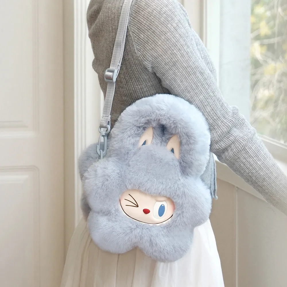 Túi Đeo Chéo Pop Mart The Monsters Classic Series-Plush Flower Bag Màu Xanh Blue