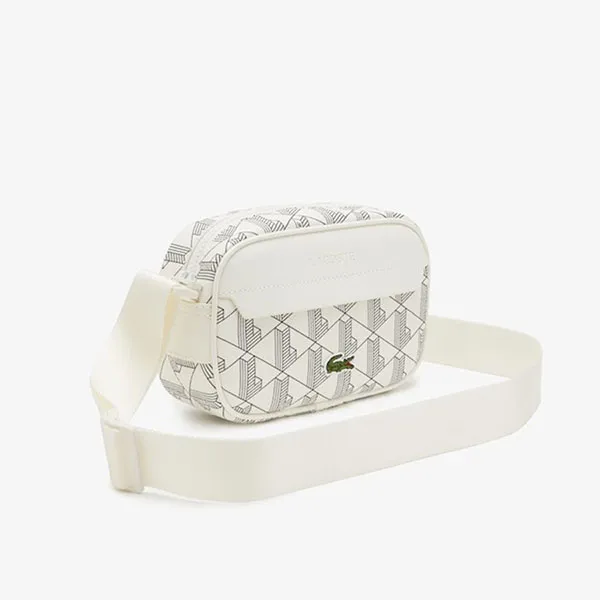 Túi Đeo Chéo Unisex Lacoste Monogram Print Reporter Bag NH4093JX Màu Trắng