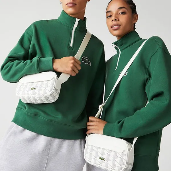 Túi Đeo Chéo Unisex Lacoste Monogram Print Reporter Bag NH4093JX Màu Trắng