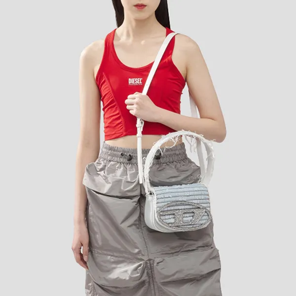Túi Đeo Vai Nữ Diesel 1DR Shoulder Bag Light Blue Denim X08396 P5471 H0918 Màu Xanh Blue - Túi xách - Vua Hàng Hiệu