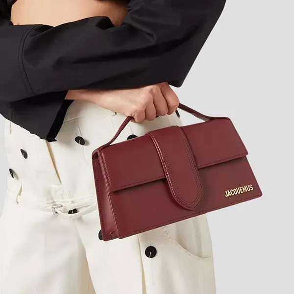 Túi Đeo Vai Nữ Jacquemus Le Grand Bambino In Dark Burgundy Leather 213BA007-3100-495 Màu Đỏ Tía