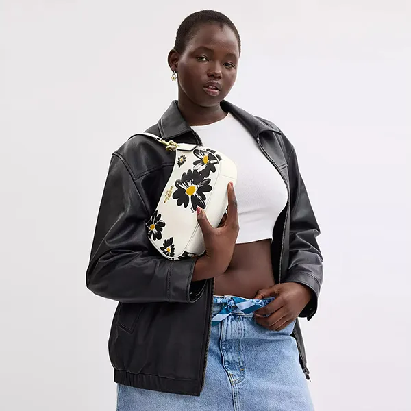 Túi Đeo Vai Nữ Coach Teri Shoulder Bag With Floral Print CZ587 Màu Trắng