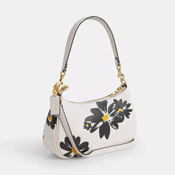 Túi Đeo Vai Nữ Coach Teri Shoulder Bag With Floral Print CZ587 Màu Trắng