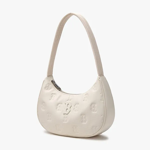 Túi Đeo Vai Nữ MLB Embo Monogram Boston Red Sox Hobo Bag 3ABQS024N-43CRD Màu Trắng Kem