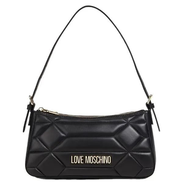 Túi Đeo Vai Nữ Moschino Quilted Faux Leather Shoulder Bag Màu Đen N-HL