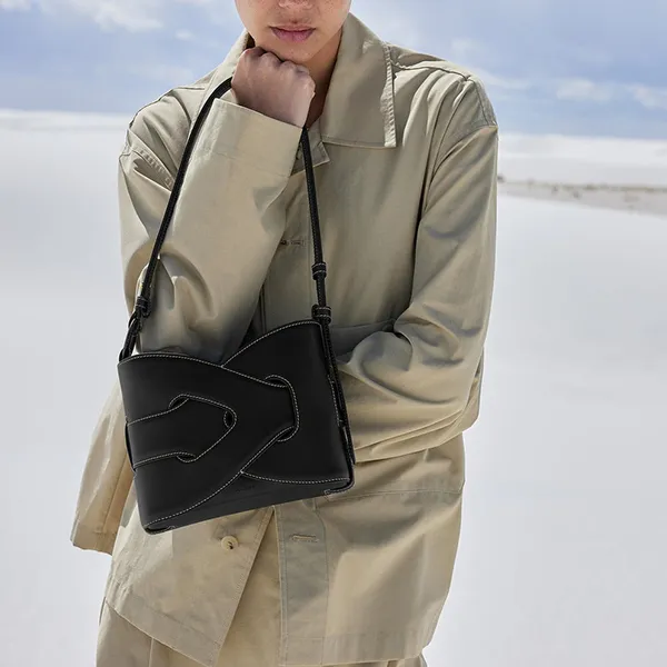 Túi Đeo Vai Nữ Polène Noodles Smooth Leather Shoulder Bags Black Màu Đen