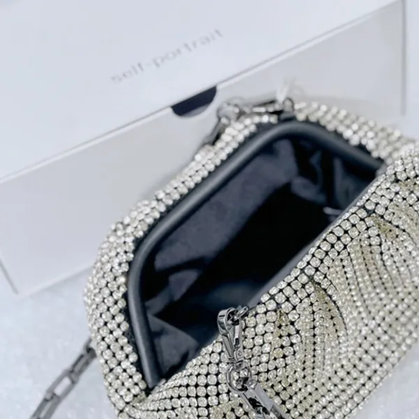 Túi Đeo Vai Nữ Self-Portrait Champagne Diamante SS24-307-CH Màu Bạc - Túi xách - Vua Hàng Hiệu