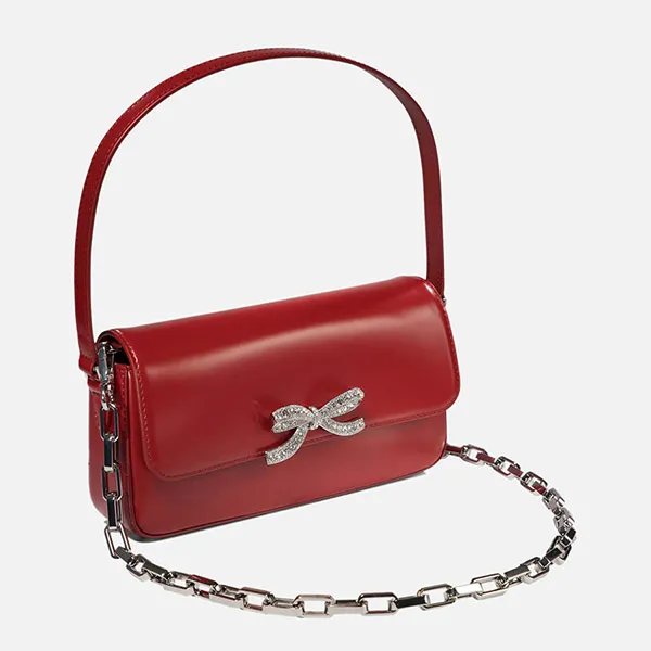 Túi Đeo Vai Nữ Self-Portrait Leather Baguette Shoulder Bag PF24-309-R BURGU Màu Đỏ