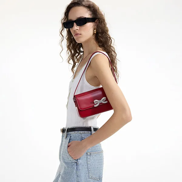 Túi Đeo Vai Nữ Self-Portrait Leather Baguette Shoulder Bag PF24-309-R BURGU Màu Đỏ