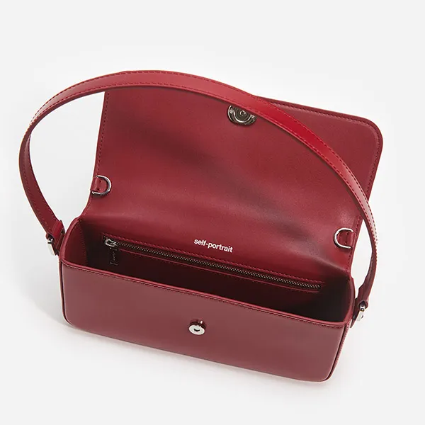 Túi Đeo Vai Nữ Self-Portrait Leather Baguette Shoulder Bag PF24-309-R BURGU Màu Đỏ
