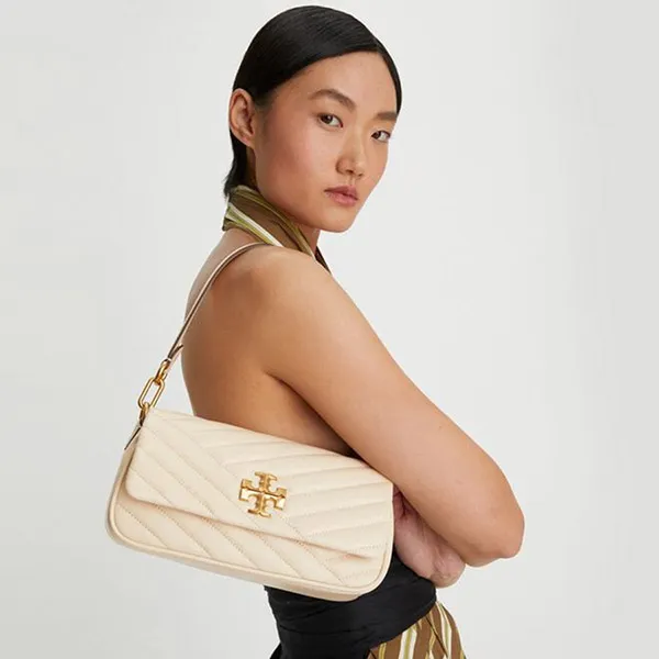 Túi Đeo Vai Nữ Tory Burch Small Kira Chevron Flap Shoulder Bag Màu Trắng Kem - Túi xách - Vua Hàng Hiệu
