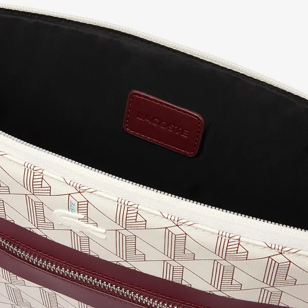Túi Đựng Laptop Nữ Lacoste 13inch Họa Tiết Monogram NF4476HN M62 Màu Trắng Phối Đỏ