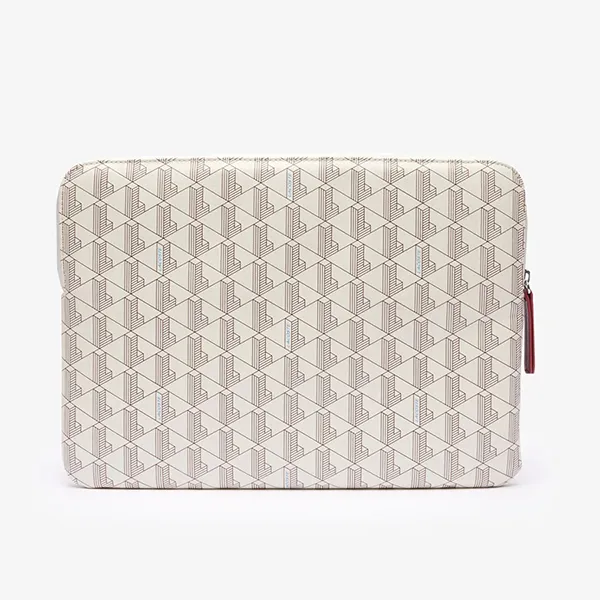 Túi Đựng Laptop Nữ Lacoste 13inch Họa Tiết Monogram NF4476HN M62 Màu Trắng Phối Đỏ
