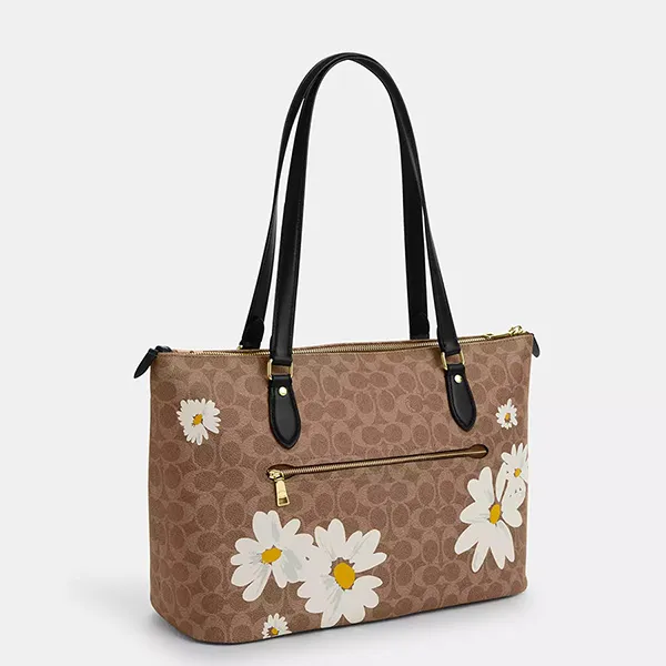 Túi Tote Nữ Coach Gallery Bag In Signature Canvas With Floral Print CZ589 Màu Nâu