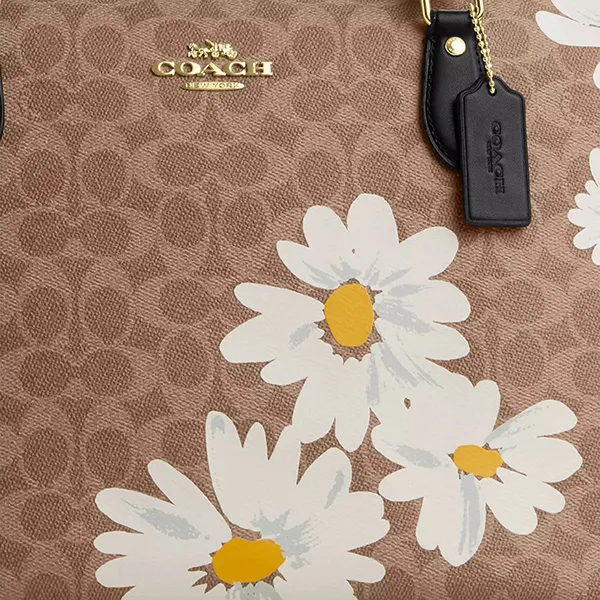 Túi Tote Nữ Coach Gallery Bag In Signature Canvas With Floral Print CZ589 Màu Nâu