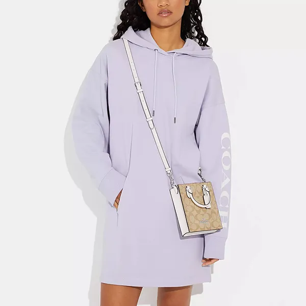 Túi Tote Nữ Coach In Signature Canvas Mini Tote Bag CJ494 Màu Be Trắng