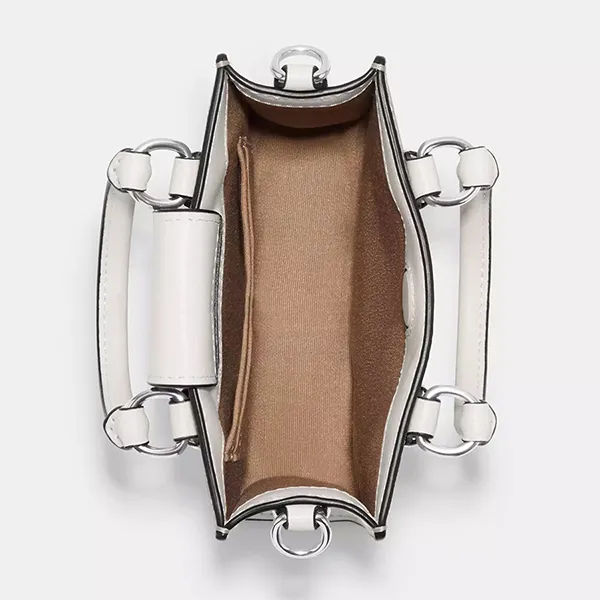 Túi Tote Nữ Coach In Signature Canvas Mini Tote Bag CJ494 Màu Be Trắng