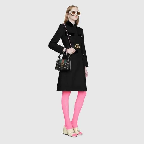 Túi Xách Tay Nữ Gucci Sylvie Bee Star Mini Leather Handle Bag 470270DJ2SG8571 Màu Đen