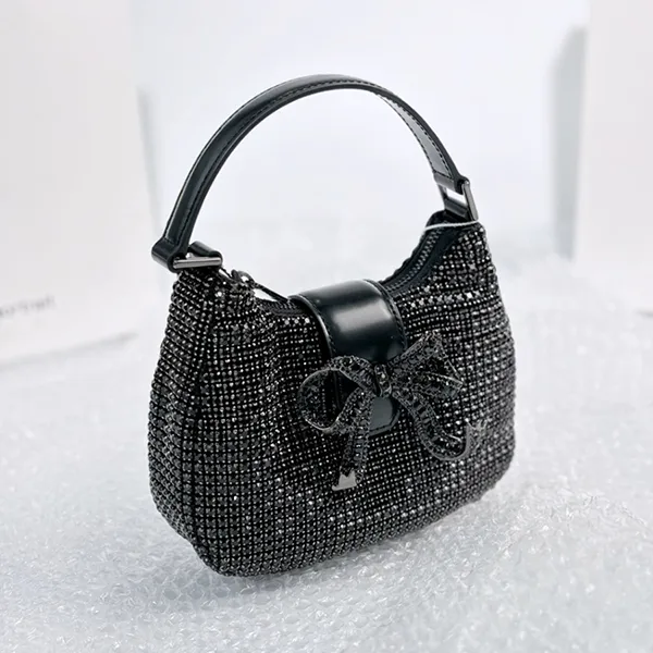 Túi Xách Tay Nữ Self-Portrait Diamante Crescent Bow SS24-314-B Black Màu Đen