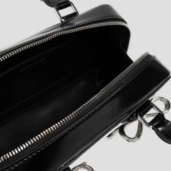 Túi Xách Tay Nữ Self-Portrait In Black Leather Mini Handle Bag AW24 301A-B Màu Đen
