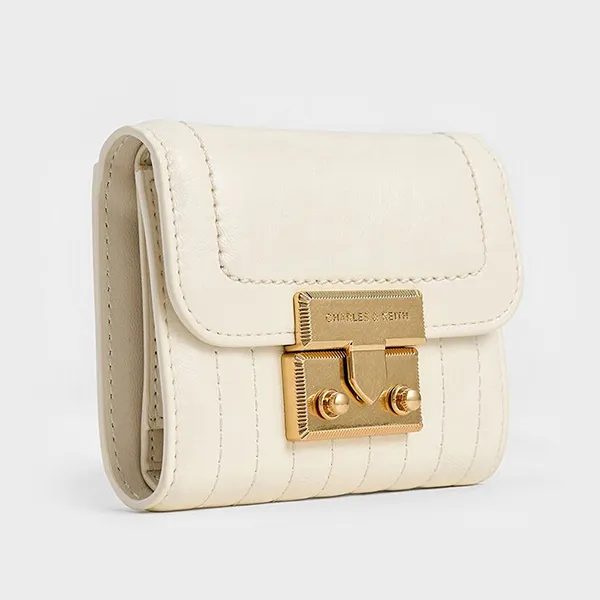 Ví Nữ Charles & Keith CNK Donna Crinkle-Effect CK6-10681149 Cream Màu Kem - Túi xách - Vua Hàng Hiệu